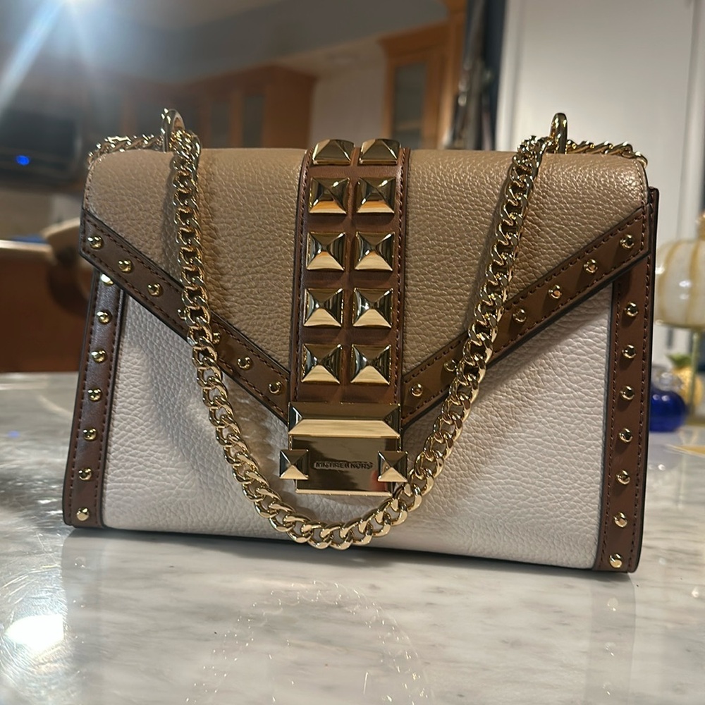 Michael Kors Whitney Medium Flap Chain Shoulder Crossbody Bag *Studded